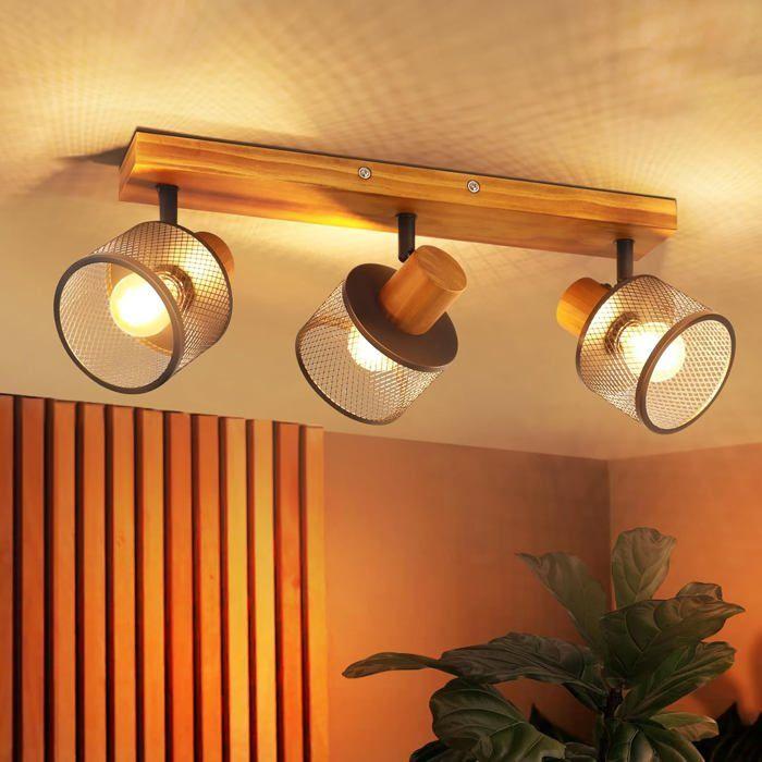 Spot rétro 3 lumières NETTLIFE E14 Rotation 350° Noir