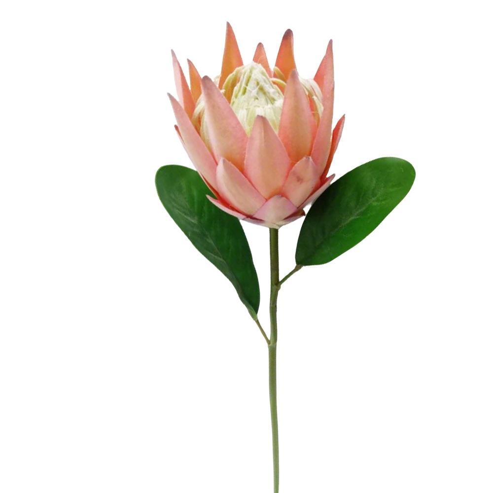 Fake Flower Decoration Soft Fake King Protea Artificial Thistle Flower Flocking Simulation Flower For Bouquet Decoration Home
