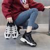 High Leather Casual Women's Cotton Shoes with Thick Soles Korean Style Shoes Slope Heels High Top Shoes for Women Sneakers