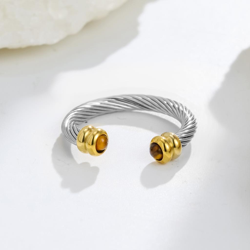 Stainless Steel Adjustable Ring for Women Colorful Crystals 18K Gold Color Rings Luxury Jewelry High-Quality Fashion Accessies