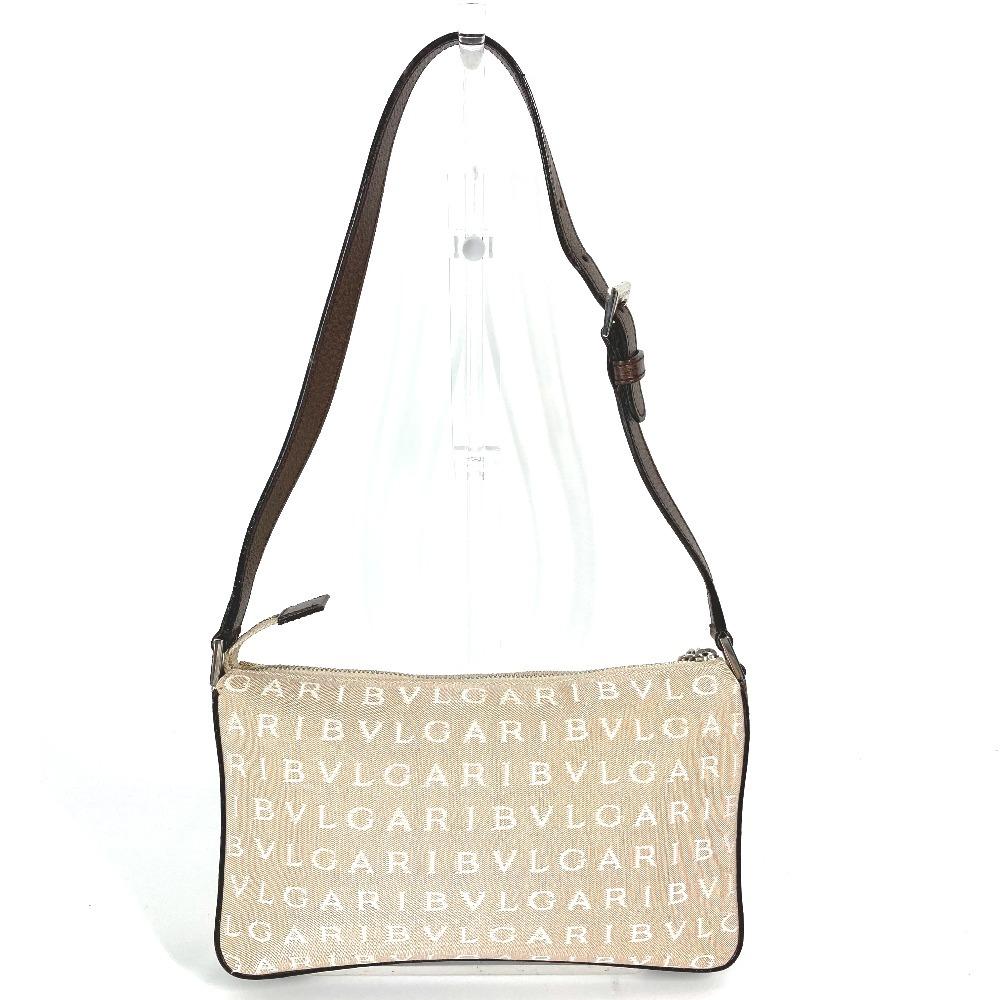 BVLGARI Logo mania logo bag Shoulder Bag Leather/Canvas Beige/Brown