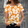 Модные футболки для женщин, летние женские топы, 3D-принт с цветочным принтом, V-образный вырез, короткие рукава, женская футболка большого размера