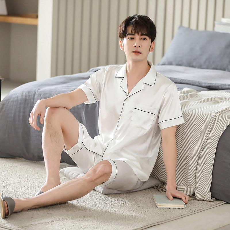 Хань Ятун Шелковый Комплект Пижам для Пары: Осенний кардиган с длинным рукавом для дома