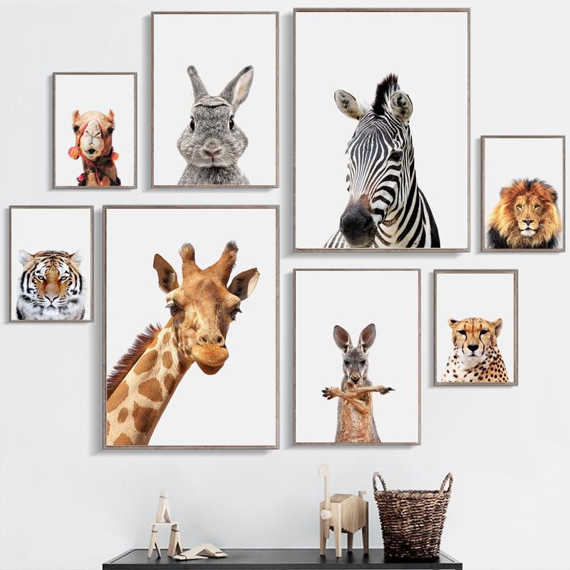 Modern Animal Elephant Giraffe Alpaca Lion Canvas Paiting Wall Art Prints And Posters Wall Pictures For Living Room Home Décor No Frame