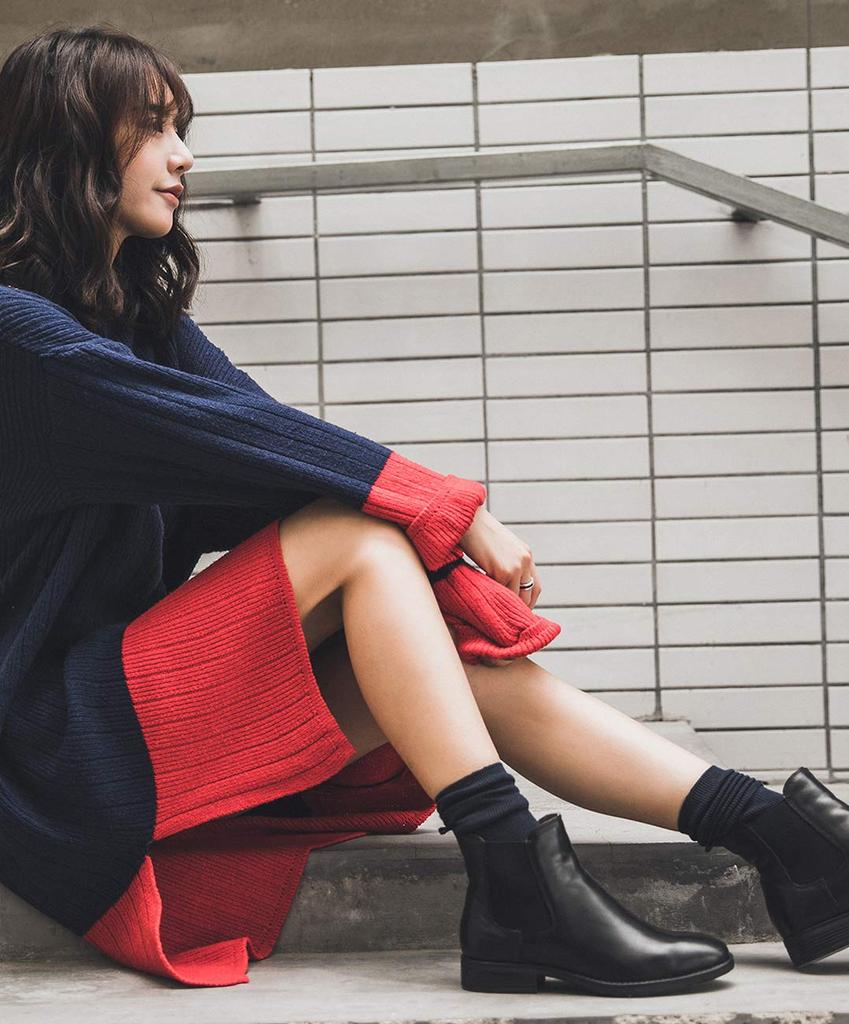 Ботинки женские [ZUYEE], кожаные, на плоской подошве, ботинки, стильные, в, черном цвете, 24.0см