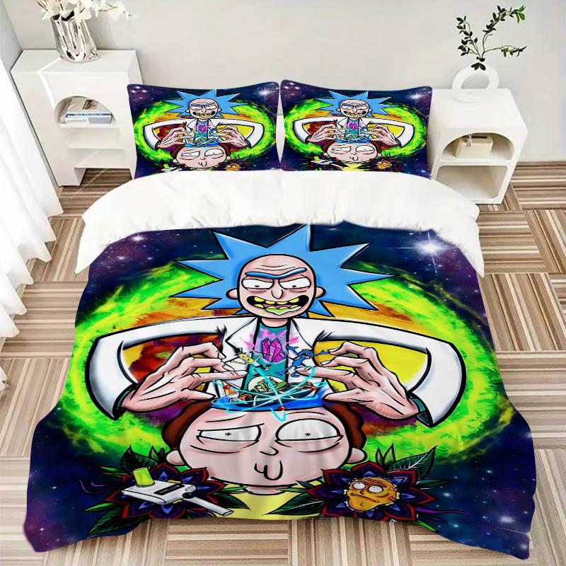Rick Morty Adventure Print 3Pcs Bedding Setduvet Cover With 2 Bedropillowcase Home Birthday Gift