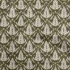 Cotton Flex Dark Olive Green Fabric Asian Dabu Print Fabric For Sewing Printed Craft Fabric By The Yard 40 Inch