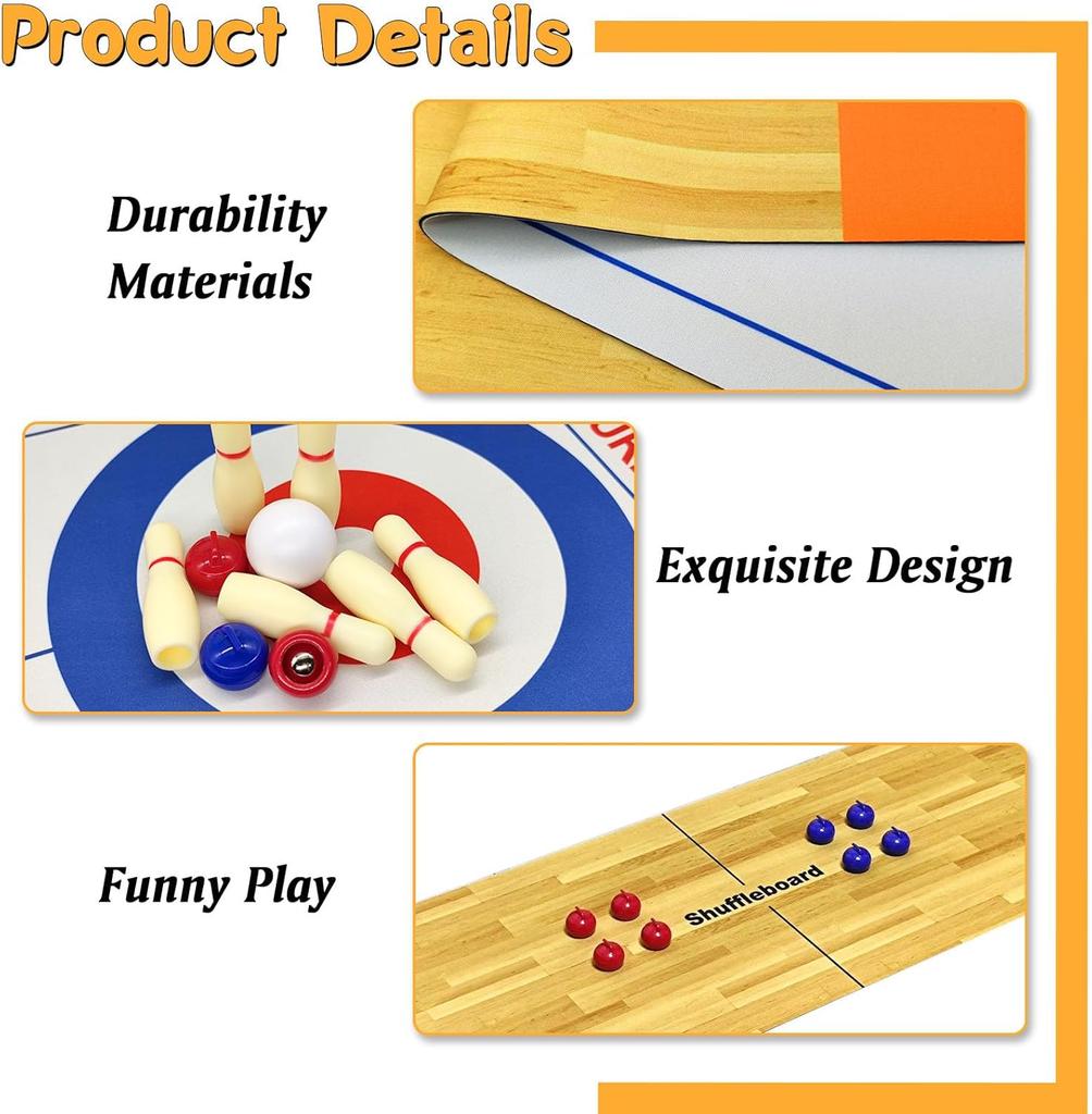 Tabletop Board Game Set, Shuffleboard Table Top Games, Shuffleboard Bowling Curling Cornhole Ga Ideal for Multiple Scenarios