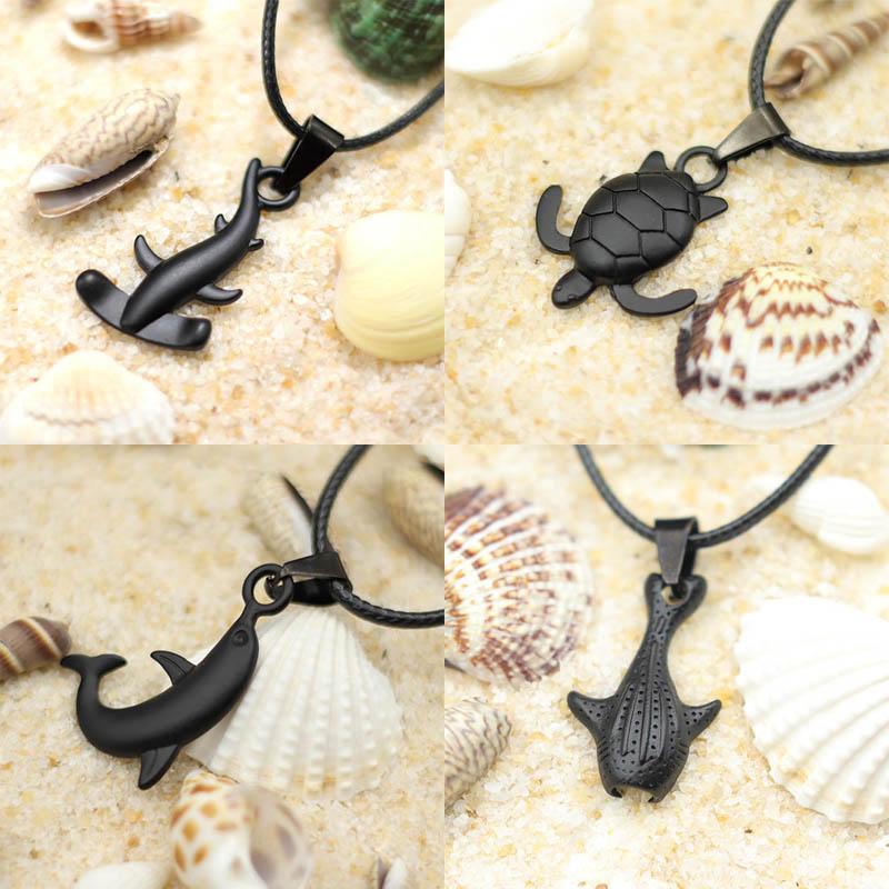 New Fashion Marine Animals Pendant Necklace For Men 24 Inches Long Collar Shark Turtle Dolphin Neck Jewelry Accessories Hombre