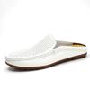Fashion Half Drag Loafers Men Casual Leather Driving Shoes Classic Mesh Summer Slippers Breathable Light Leisure Walk Flats