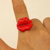Retro Sexy Blazing Red Lips Adjustable Opening Rings for Women Friends Exaggerated Personality Finger Jewelry Accessories Gifts