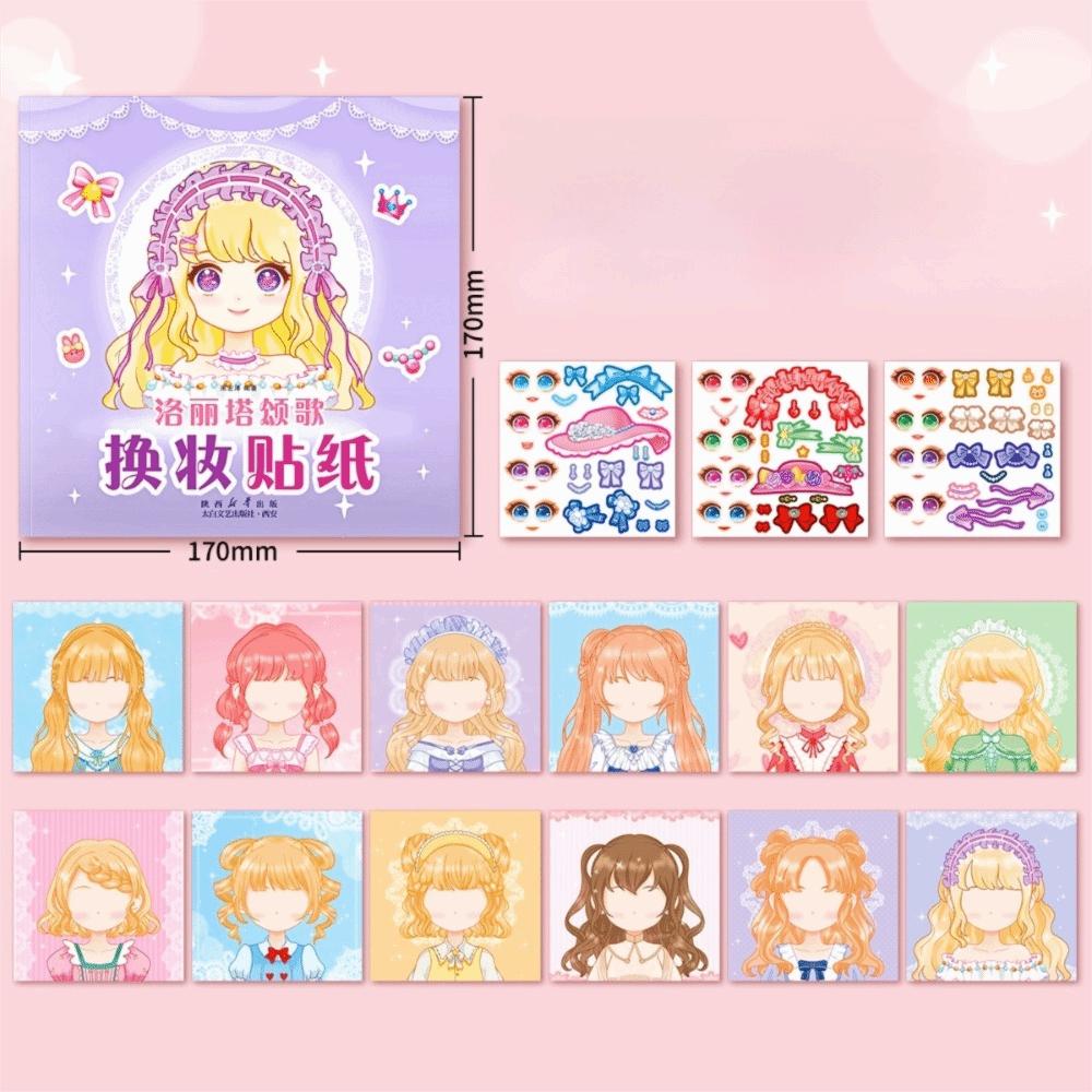 1 Set Creative Reusable Puzzle Stickers Cartoon Handicrafts Make a Face Stickers Princess Dress-up Stickers For Girls