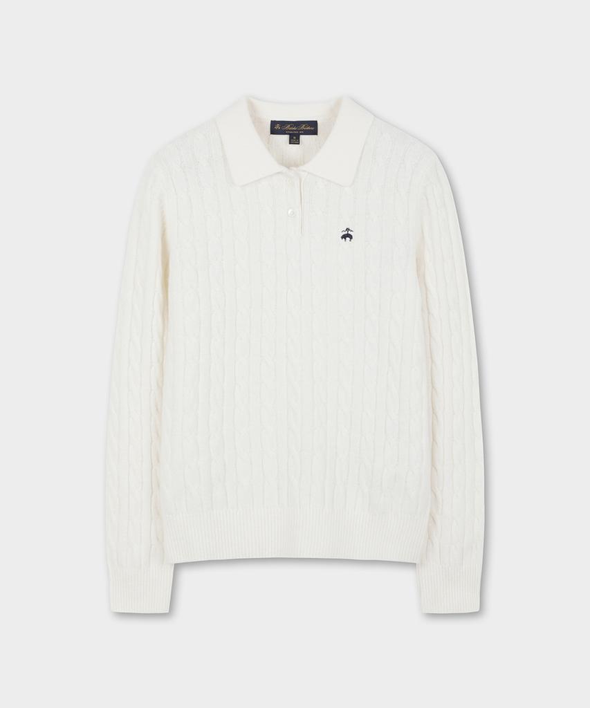 BROOKS BROTHERS [Женский] Шерстяной фактурный джемпер-поло (слоновая кость) (Bbwtwb0002Bef)