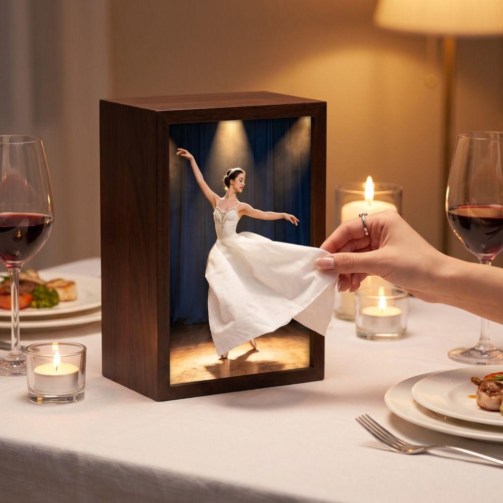 Elegant Design Ballet Tissue Box Luxury Art Tissue Dispenser Wooden Tissue Box Bedside Table