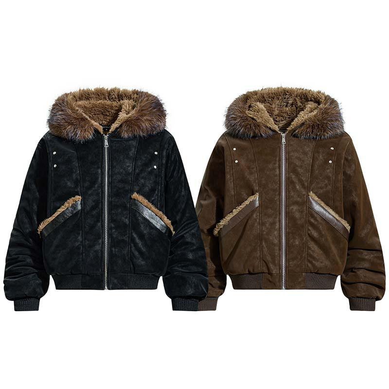 Men's Trendy 2025 Winter Deconstructed Patchwork Fleece-Lined Hooded Cotton Jacket