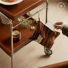 Homlly Bisii Mid-Century Rectangular Rolling Serving Cart Trolley