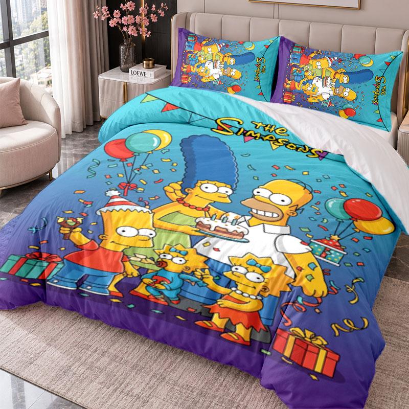 The Simpsons 3Pcs Bedding Set Duvet Cover With Two Pillowcases For Bedroom Home Decoration