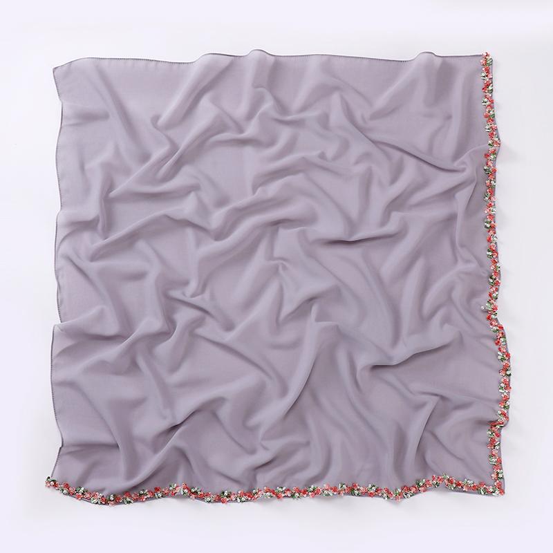 1 шт. головной убор, цветочная шаль, кружево, бисер, модный искусственный жемчуг, женский головной убор, мусульманский хиджаб, квадратный шарф, шифоновый тюрбан