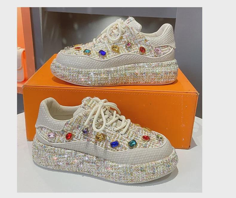 2023 Весна/Лето Корейский Стиль Красочные Золотые Бриллианты Модные Туфли Женщин - Знаменитый Тренд, Универсальный