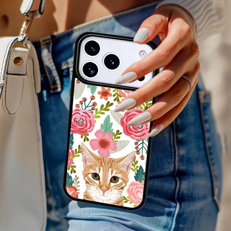 Милый Чехол для Телефона с Рисунком Животных Цветов Кошек Для iPhone 17 Air 14 15 13 12 Max Чехол Для Apple 16e 11 Pro Max Plus Coque