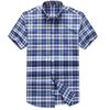 Men's Classic Solid Color Striped Short-sleeved Oxford Front Pocket Cotton Shirt