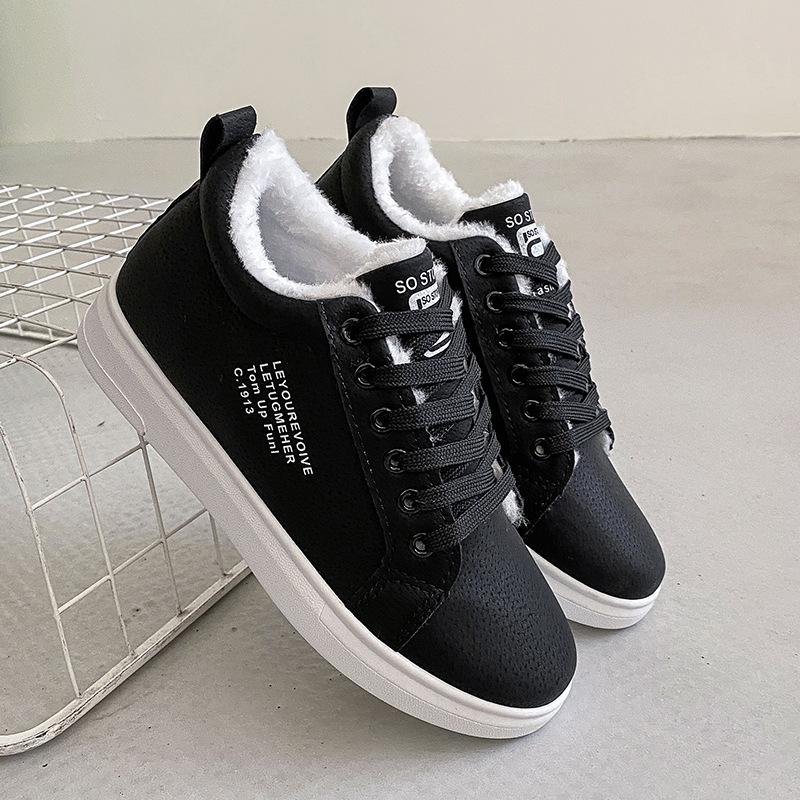 Туфли на плоской подошве для женщин со шнуровкой, теплые хлопковые туфли, осень-зима 2024, женские бархатные кроссовки, удобная повседневная обувь на плоской подошве