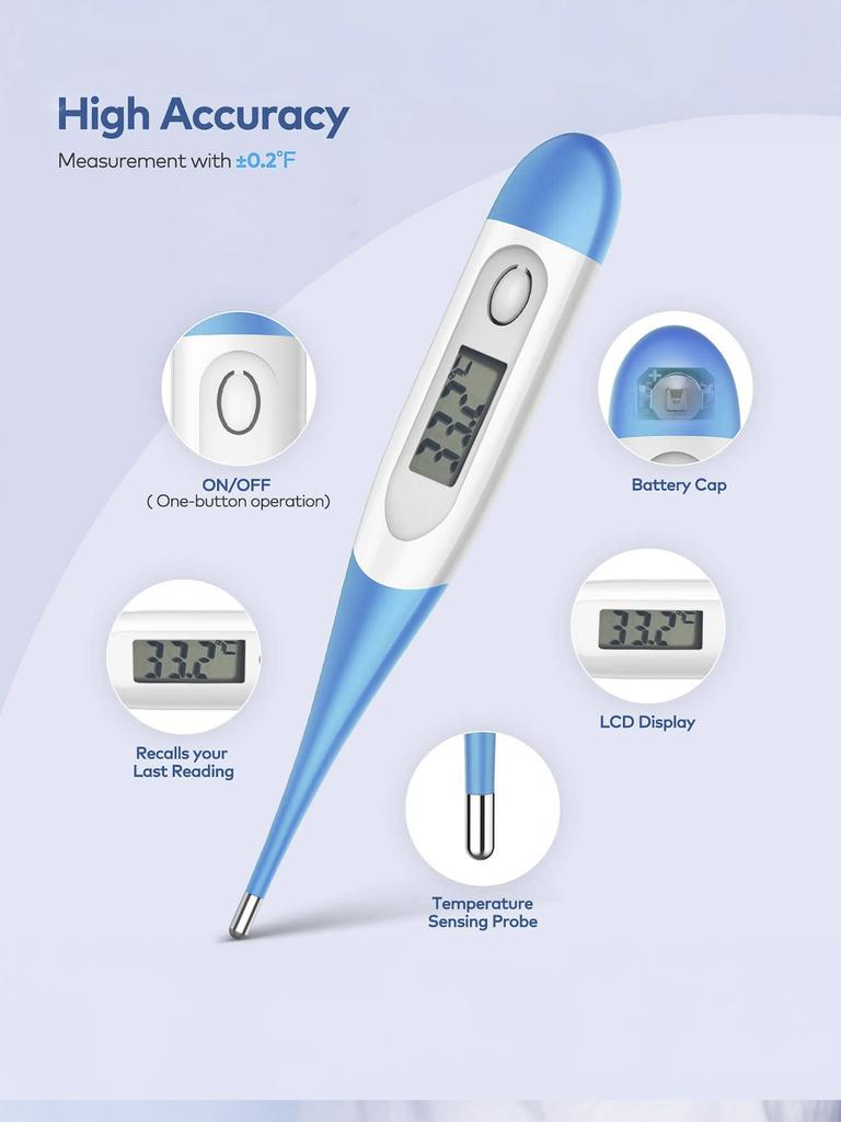 1pcs Electronic Digital Thermometer Household Temperature Measurement Soft Head Oral Cavity Underarm Thermometer Fever Detector