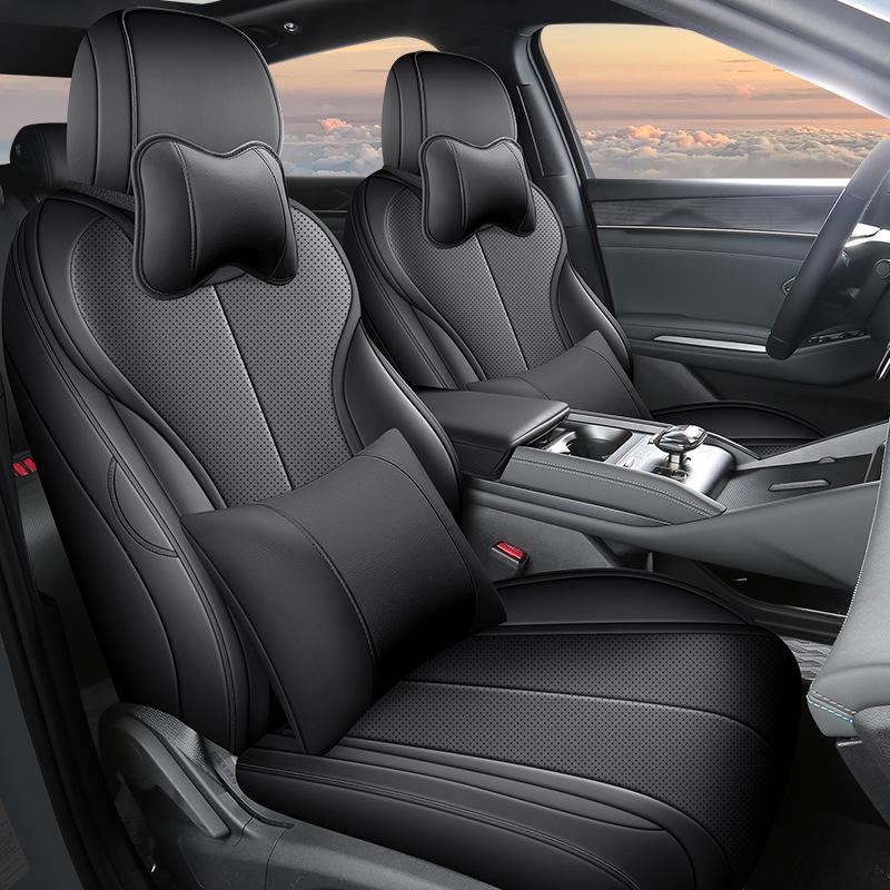 BYD Qin L Compatible Full Leather Car Seat Cushion - All-Season, Five-Seat Design