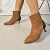 2024 Большие размеры Женская обувь Современные женские ботинки Ботильоны для улицы Женские пошивочные туфли с острым носком на тонком каблуке с застежкой-молнией сзади Женские