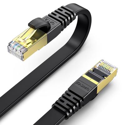 KASIMO CAT8 LAN Категория 8 Двойное волокно Проводная LAN Ethernet Совместимость с кабелем, соответствующим CAT8, Плоский, 40 Гбит/с, 2000 МГц, SFTP, RJ45, Сверхскорость,