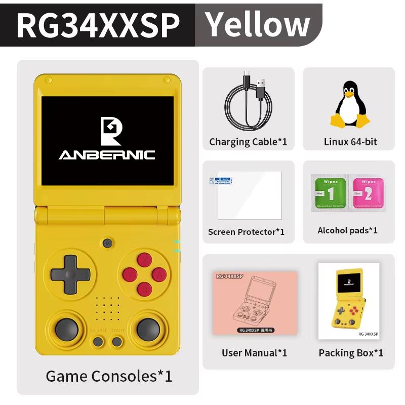 ANBERNIC RG34XXSP Складная портативная игровая консоль 3,4-дюймовый IPS-экран Linux 64-битный WIFI Складной ретро-видеоигровой плеер PSP 256 ГБ