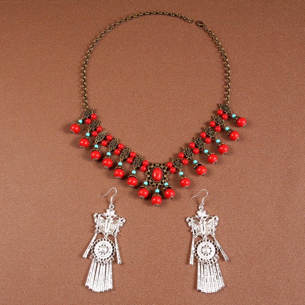 Этнический Стиль Этнический Стиль Цепочка на Лоб Серьга Бусины Кисточки Повязки на Голову Фестивальные Головные Украшения