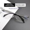Classic Square Half-Frame Titanium Flip-Up Glasses for Large Faces, Style 11489