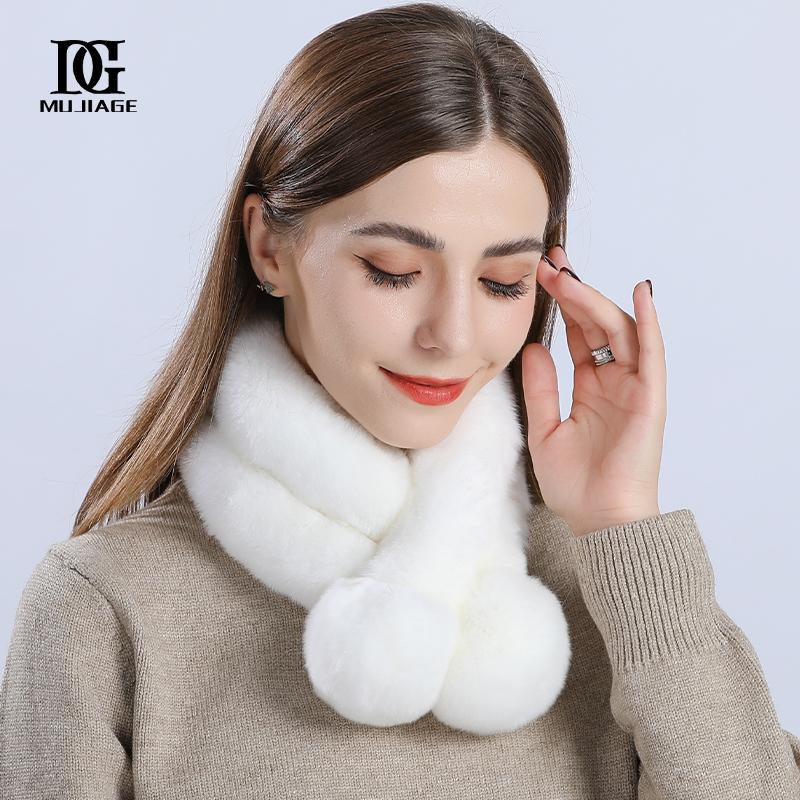 Scarf Women's Winter New Korean Fashion Versatile Thickened Cute Girl Rex Rabbit Hair Handmade Fur Neck