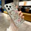 For iPhone 16 Pro Case Glass Rhinestone Two Butterfly Decor TPU Phone Back Cover