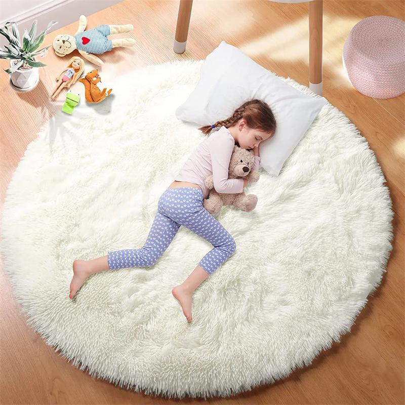 Plush Carpets Fluffy Ultra Soft Indoor Modern Area Rugs Living Room Play Mats Fluffy Round Rugs For Girls Bedroom