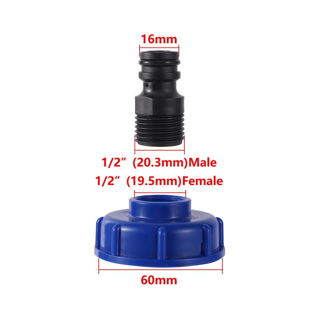 Адаптер для слива IBC S60 1/2"3/4" внутренняя резьба Адаптер для бака 16 мм Быстросъемное соединение для шланга Адаптер-кран Адаптер для садового шланга