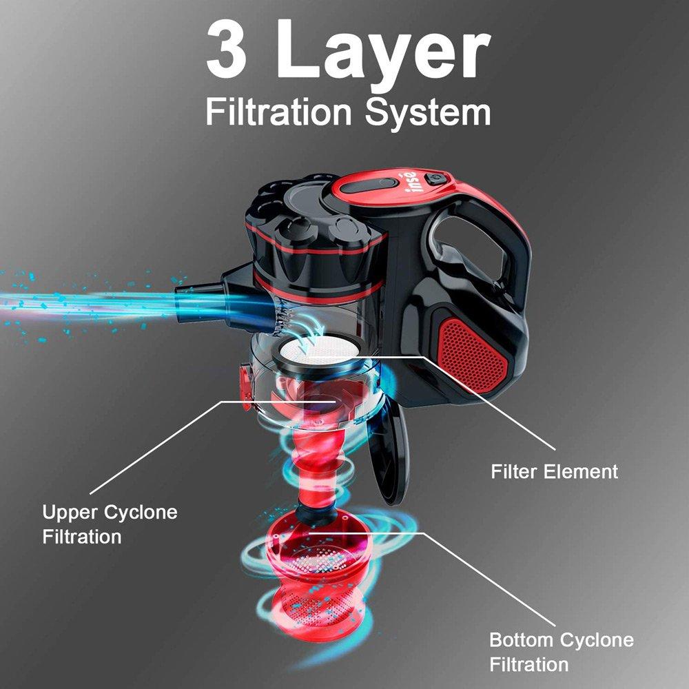 Ручной пылесос без мешка INSE, проводной электрический пылесос с метлой, 600 Вт, 18 кПа, сильное всасывание, большая емкость 1 л
