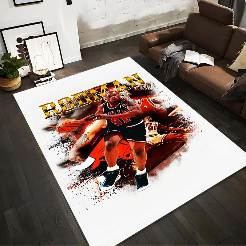 Basketball Player Design Rug with Rodman Graphic Non-slip rug suitable for living room and bedroom sofas