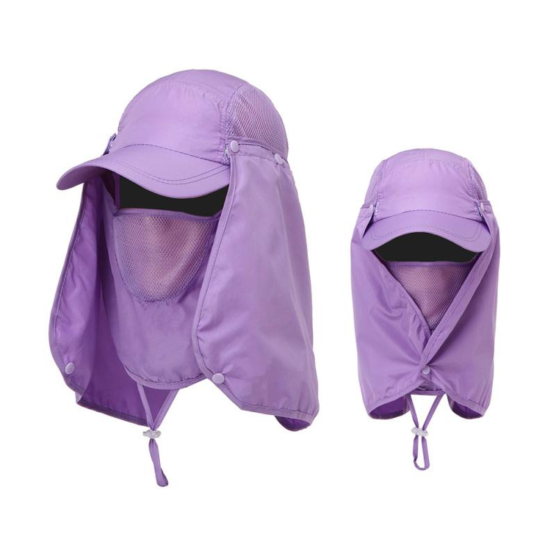 Men Women Outdoor Sun Hat Adjustable Foldable Breathable Quick Drying Fishing Cap With Lanyard Face