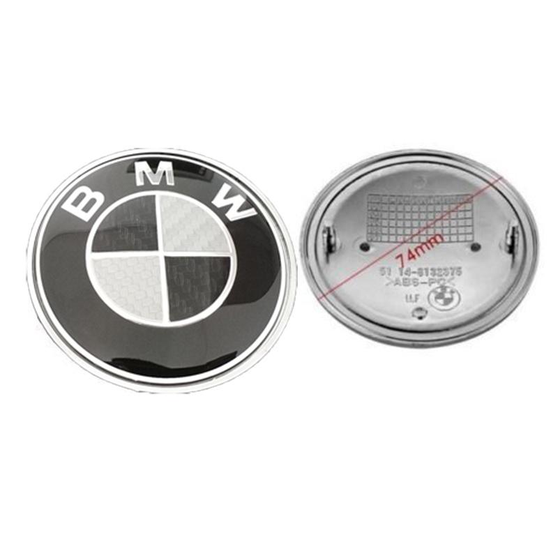 Logo Bmw For Real Carbon Fiber Black Silver 74mm Hood Trunk Badge Emblem