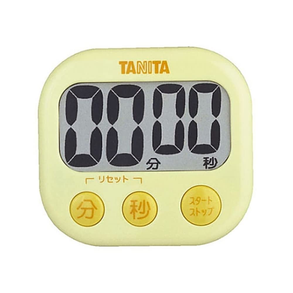 Tanita YL Kitchen Study Timer with Large Loud 100 Magnetic Yellow TD-384 Screen, Sound, Minutes, Stand,