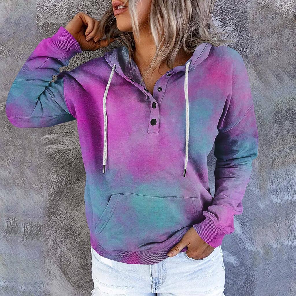 Женские толстовки с капюшоном на пуговицах и шнуровке, пуловеры, повседневные топы с длинными рукавами, рубашки