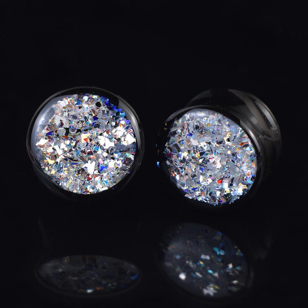 2 шт. 8-50 мм блестящие блестки ушные вкладыши туннели калибры расширитель для ушей растяжитель украшения для тела для женщин мужчин