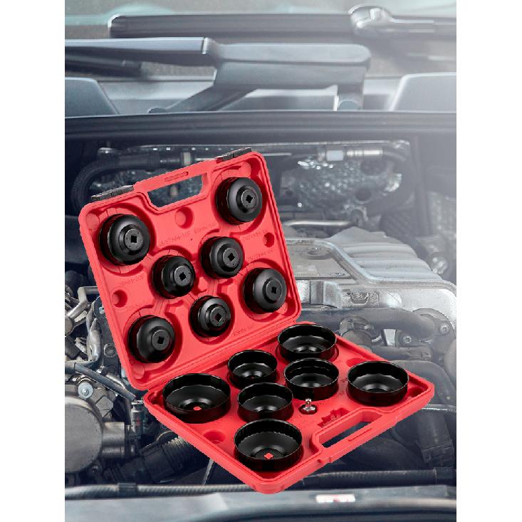 SucceBuy Oil Filter Socket Set 14 Pcs Wrench Set Sturdy Steel 3/8" Low Profile Oil Filter Set Easy Access Wrench Cap Set w/ Case