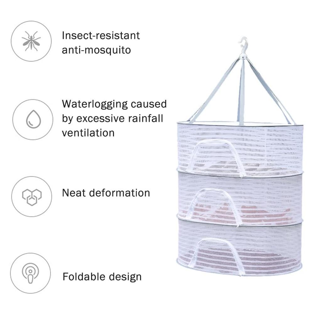 3-слойная подвесная сетчатая сетка для растений. Сушилка для трав, сушилка для трав. Подвесная стойка. Складная подвесная сетчатая сушилка для бутонов, фруктов, цветов, овощей.