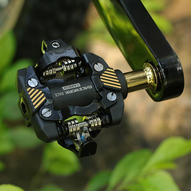 SPD-Compatible Mountain Bike Clipless Pedals With DU Bearings Nylon Body Aluminum Crank Arm Black Gold