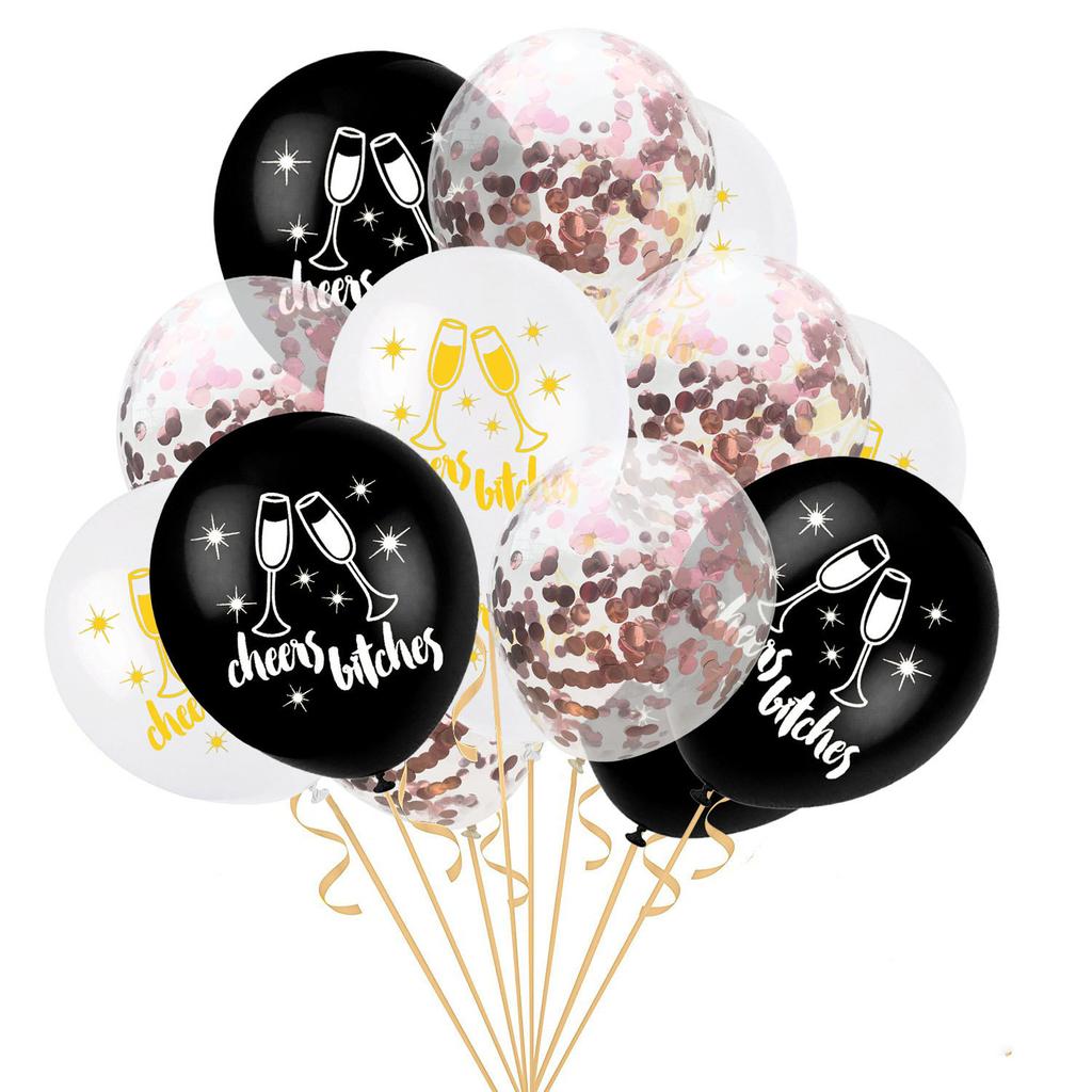 10pcs, 12 Inch, Blue Pink Gold, Confetti Latex Balloons, for Baby Shower Birthday Wedding Decorations