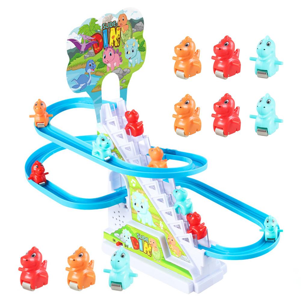 Конструктор Животные Игрушка для Подъема по Лестнице Электрическая Трековая Горка Игрушки Раннее Образование Электрическая Игрушка Динозавр для Лестницы для Мальчиков Девочек