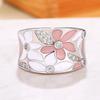 Huitan Aesthetic Enamel Flower Finger Ring for Women Wedding Party New  Ring  Color Luxury Cubic Zirconia Jewelry Gift